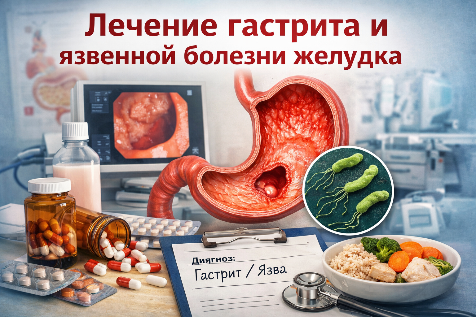 Лечение гастрита и язвенной болезни желудка